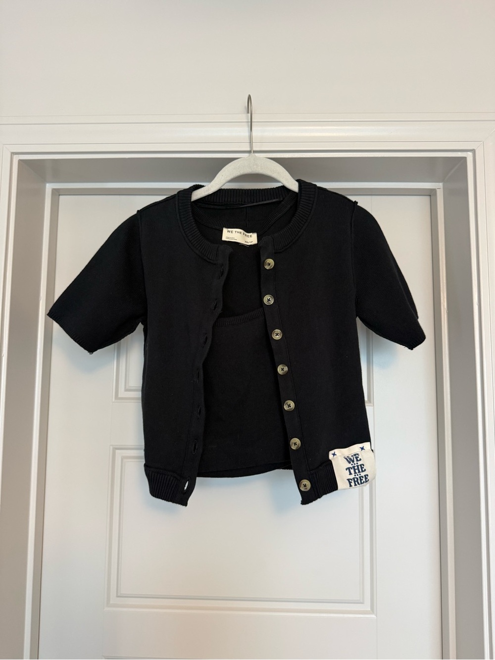 NWT Free People We The Free Black Short-Sleeve Cardigan and Tank 2 Piece Set XS